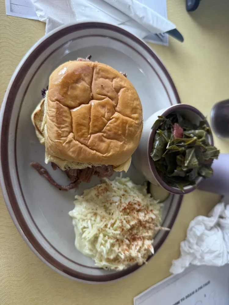 Brisket Sandwich Cole Slaw Collard Greens